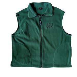 Team U.S.A. Olympic Emerald Green Fleece Zip-up Vest Men's XXL
